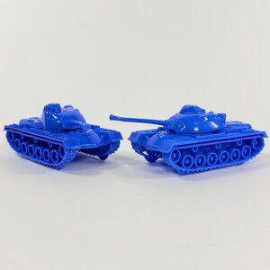 TimMee Blue WW2 Toy Tanks For Plastic Army Men 2 Piece Set USA Made